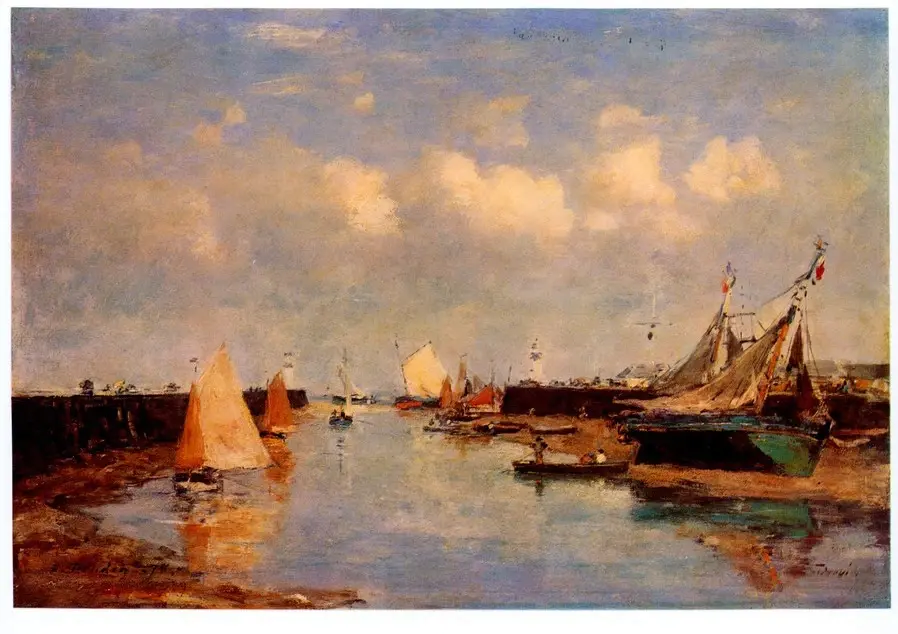 Anonimo , Boudin, Eug&egrave;ne - sec. XIX - Le port de Trouville , fronte
