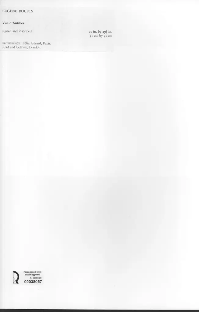 Anonimo , Boudin, Eugène - sec. XIX - Vue d'Antibes , retro