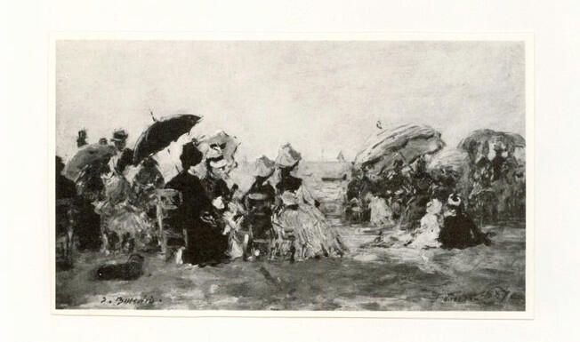 Anonimo , Boudin, Eugène - sec. XIX - Strandszene, Trouville , fronte