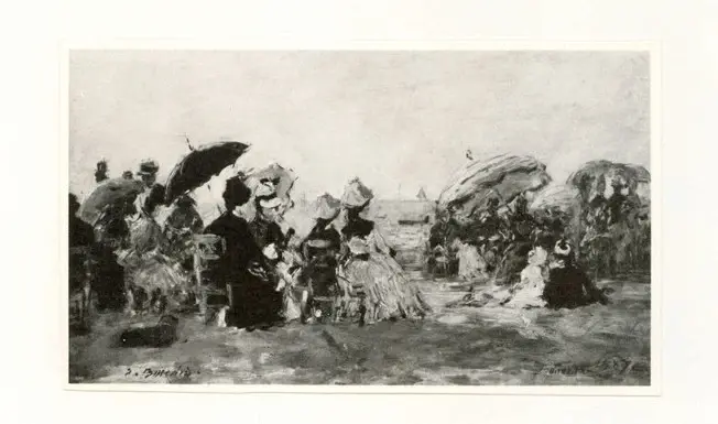 Anonimo , Boudin, Eug&egrave;ne - sec. XIX - Strandszene, Trouville , fronte