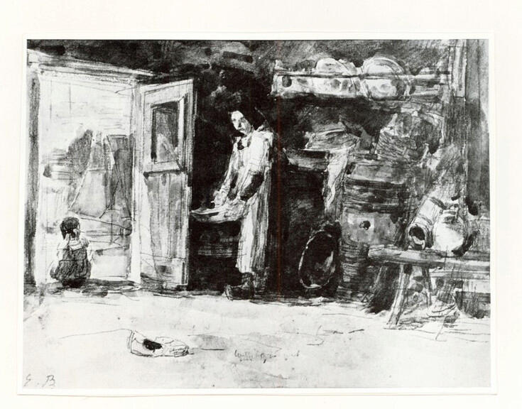 Anonimo , Boudin, Eugène - sec. XIX - Interieur d'une Ferme , fronte