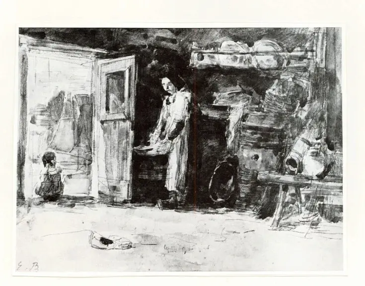 Anonimo , Boudin, Eug&egrave;ne - sec. XIX - Interieur d'une Ferme , fronte