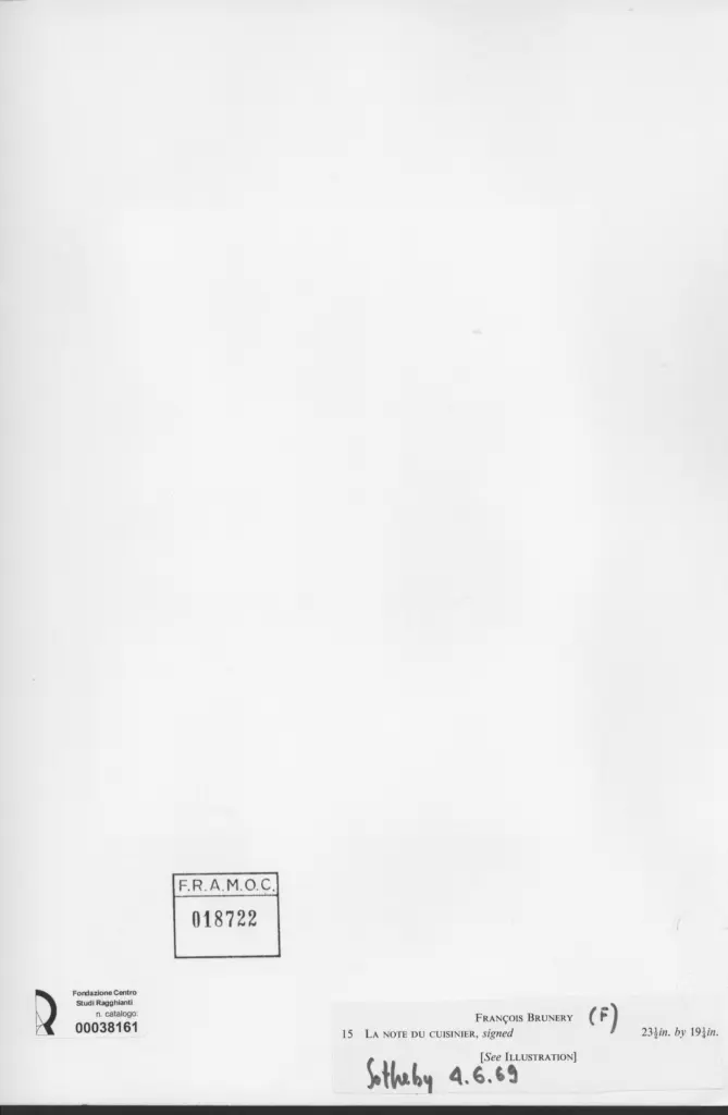 Anonimo , Brunery, Francesco - sec. XIX - La note du Cusinier , retro