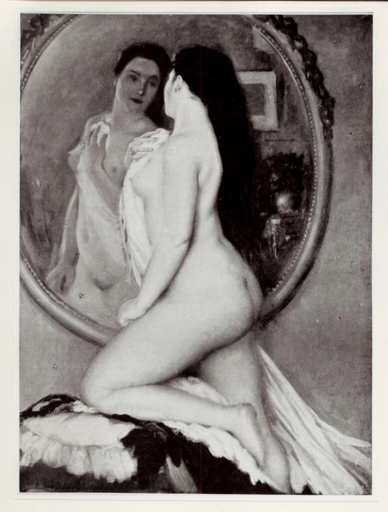 Anonimo , Caro-Delvaille, Henri - sec. XIX - La brune au miroir , fronte