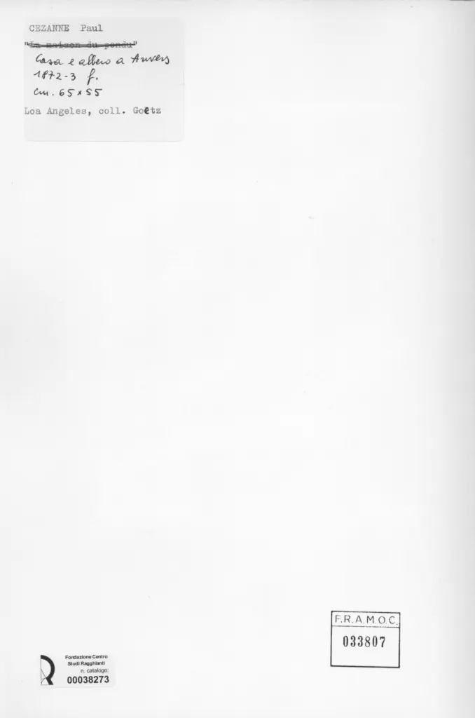 Anonimo , Cezanne, Paul - sec. XIX - Casa e albero a Auves , retro
