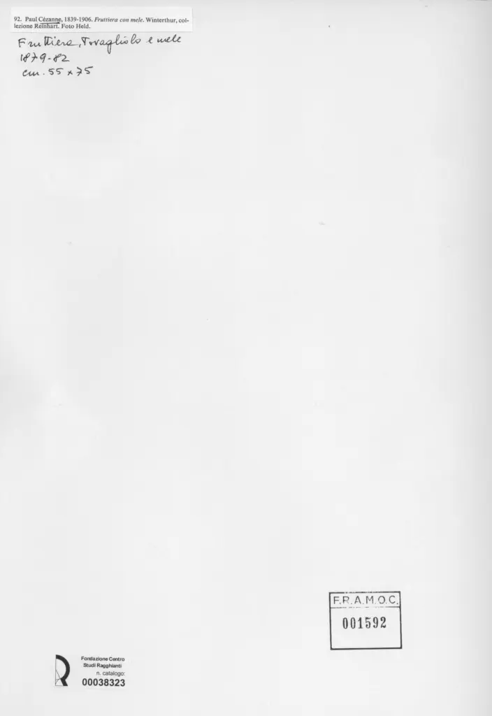 Anonimo , Cezanne, Paul - sec. XIX - Fruttiera con mele , retro