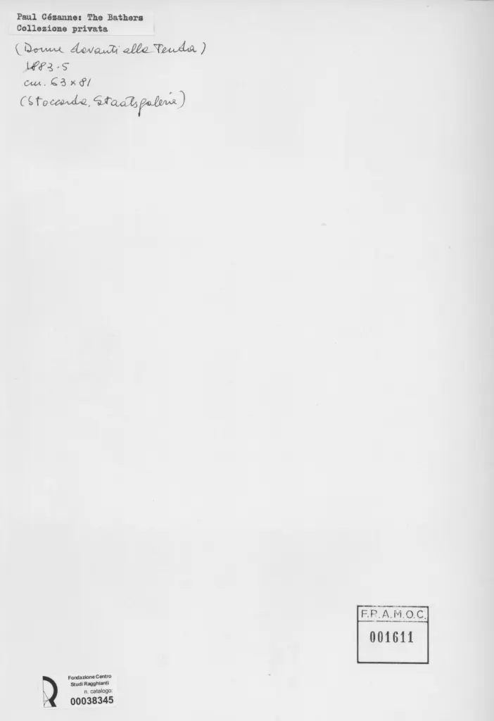 Anonimo , Cezanne, Paul - sec. XIX - Donne davanti alla tenda , retro