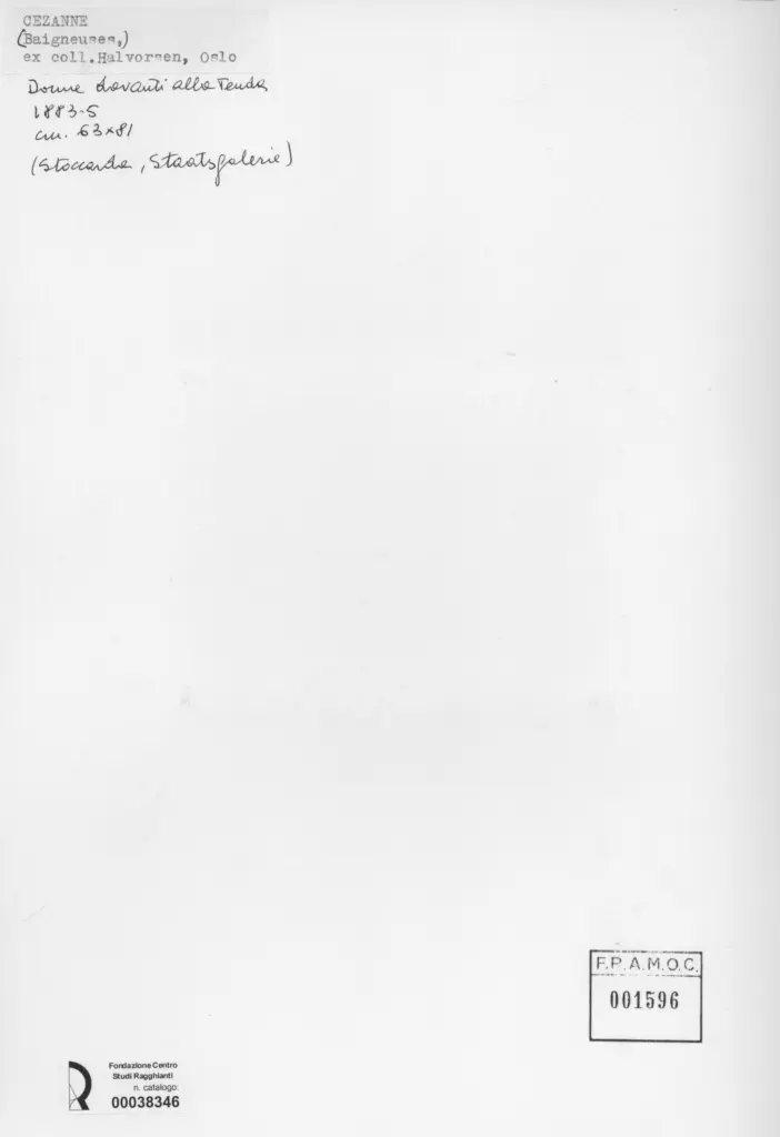 Anonimo , Cezanne, Paul - sec. XIX - Donne davanti alla tenda , retro