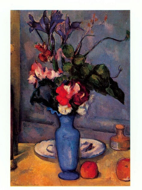 Anonimo , Cezanne, Paul - sec. XIX - Vaso, piatto, calamaio e frutta (Il vaso blu) , fronte