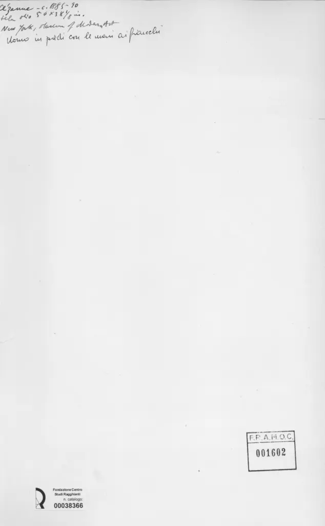 Anonimo , Cezanne, Paul - sec. XIX - Uomo in piedi con le mani ai fianchi , retro