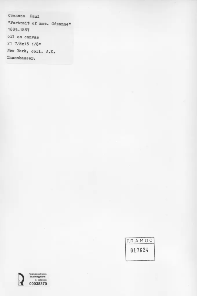 Anonimo , Cezanne, Paul - sec. XIX - Portrait of Mme. C&eacute;zanne , retro