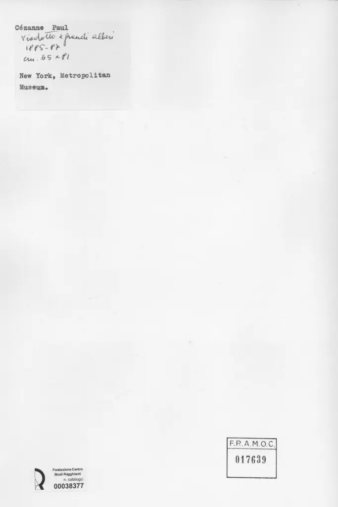 Anonimo , Cezanne, Paul - sec. XIX - Viadotto e grandi alberi , retro