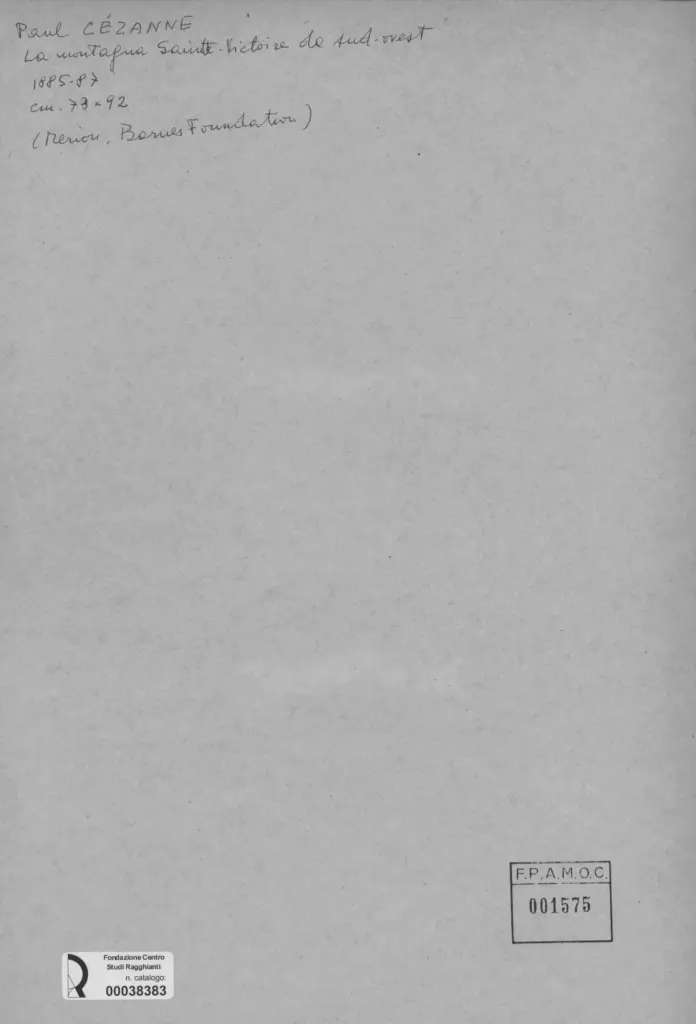 Anonimo , Cezanne, Paul - sec. XX - La montagna di Saint-Victoire da sud-ovest , retro