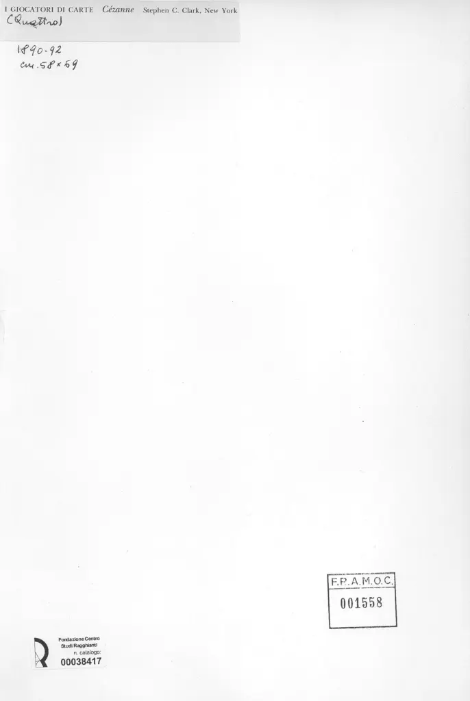 Anonimo , C&eacute;zanne, Paul - sec. XIX - I giocatori di carte , retro