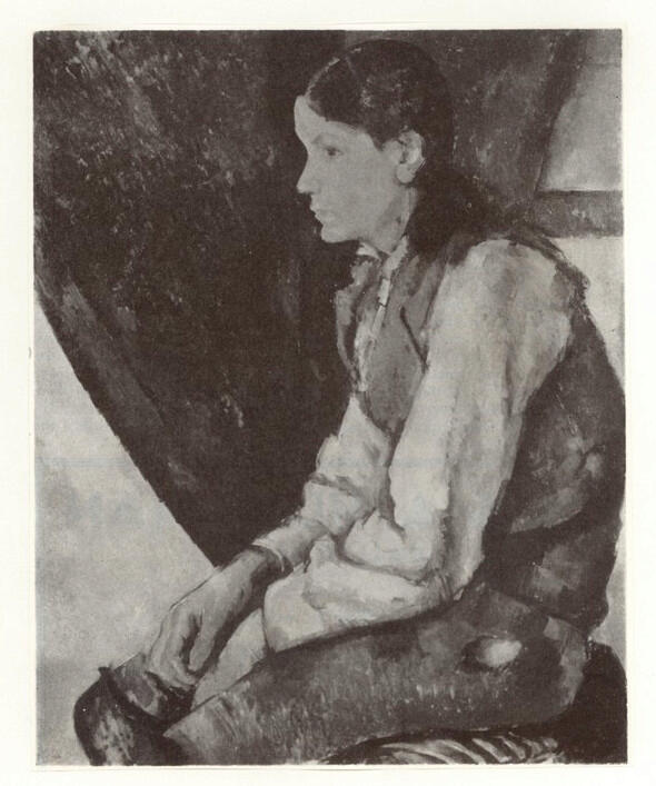 Anonimo , Cézanne, Paul - sec. XIX - Ragazzo dal panciotto rosso di profilo , fronte
