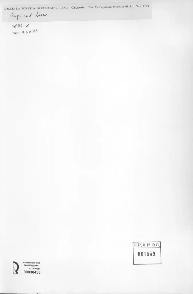 Anonimo , C&eacute;zanne, Paul - sec. XIX - Rocce: La foresta di Fontainbleau , retro