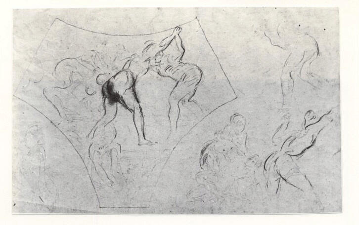 Anonimo , Cézanne, Paul - sec. XIX - Jeunes filles de Sparte s'exerçant à la lutte (da Delacroix) , fronte
