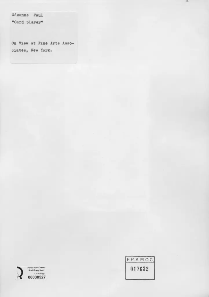 Anonimo , C&eacute;zanne, Paul - sec. XIX - Giocatore di carte , retro