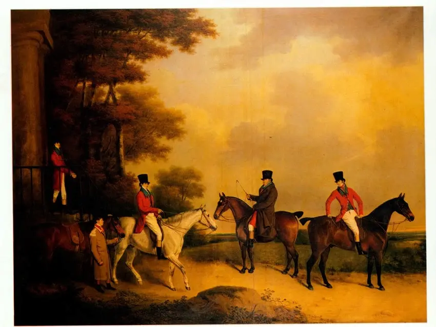 Anonimo , Chalon, Henry Bernard - sec. XIX - Portrait of the Bower family with the hunters , fronte