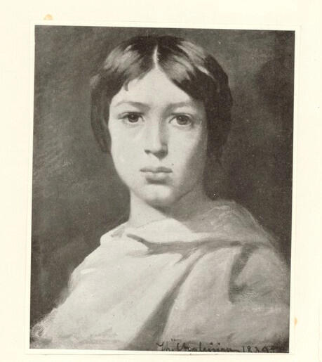 Chasseriau, Théodore , ritratto de son broyeur de couleurs -