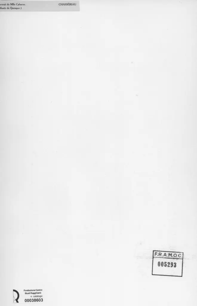 Anonimo , Chasseriau, Th&eacute;odore - sec. XIX - Ritratto di M.lle Cabarus , retro