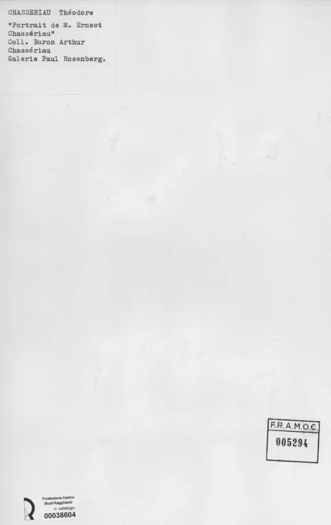 Anonimo , Chasseriau, Th&eacute;odore - sec. XIX - Ritratto de M. Ernest Chass&eacute;riau , retro