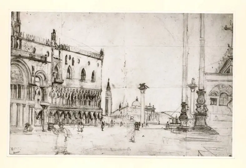 Anonimo , Corot, Jean-Baptiste-Camille - sec. XIX - Piazza S. Marco a Venezia , fronte