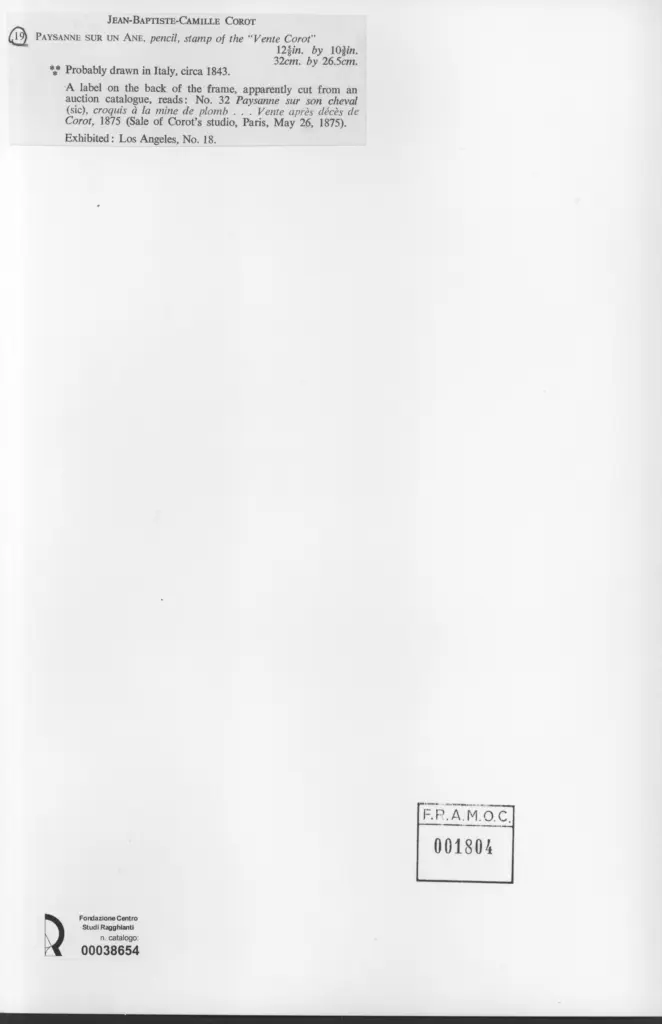 Anonimo , Corot, Jean-Baptiste-Camille - sec. XIX - Paysanne sur un Ane , retro