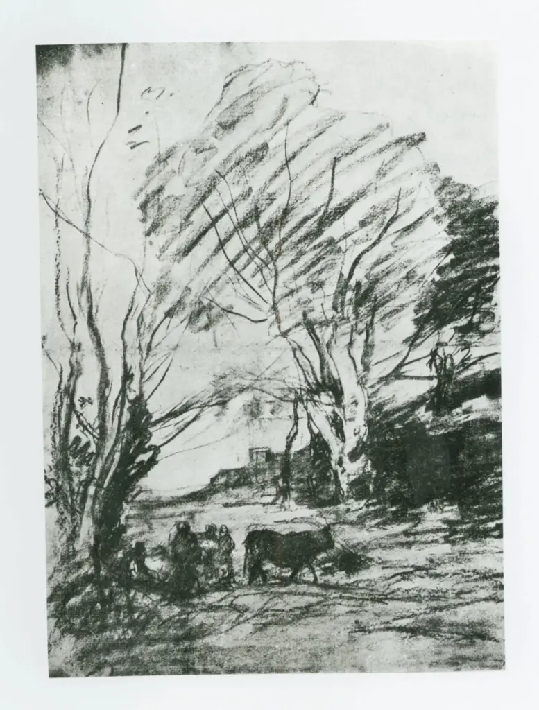 Anonimo , Corot, Jean Baptiste Camille - sec. XIX - Clairi&egrave;re sous les grands arbres , fronte