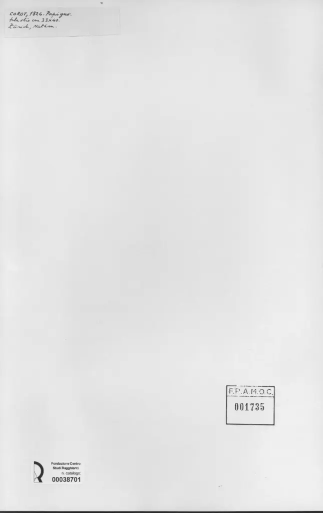 Anonimo , Corot, Jean-Baptiste-Camille - sec. XIX - Papigno , retro