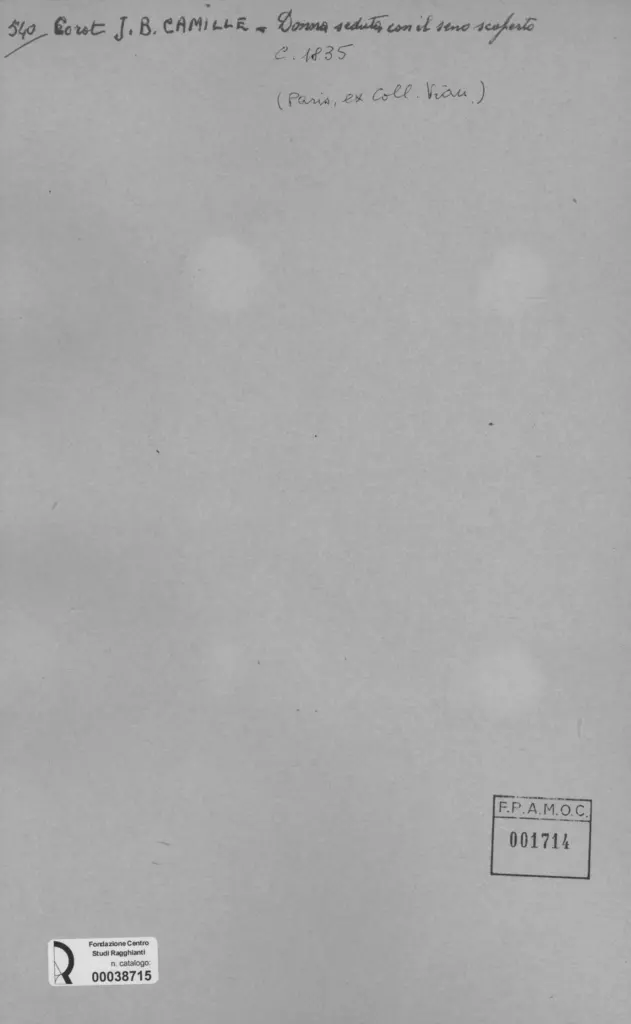 Anonimo , Corot, Jean-Baptiste-Camille - sec. XIX - Donna seduta con il seno scoperto , retro