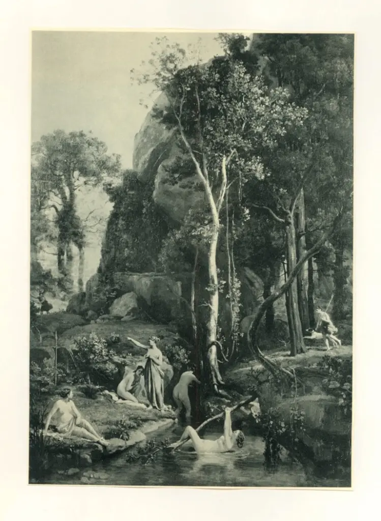 Anonimo , Corot, Jean-Baptiste-Camille - sec. XIX - Diane surprise au bain par Act&eacute;on , fronte