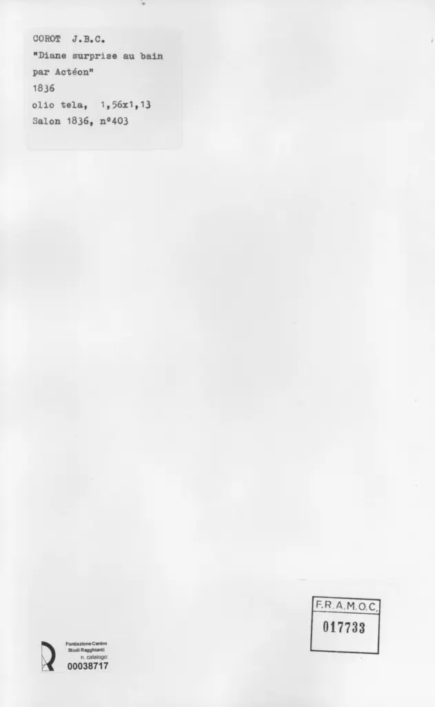 Anonimo , Corot, Jean-Baptiste-Camille - sec. XIX - Diane surprise au bain par Act&eacute;on , retro