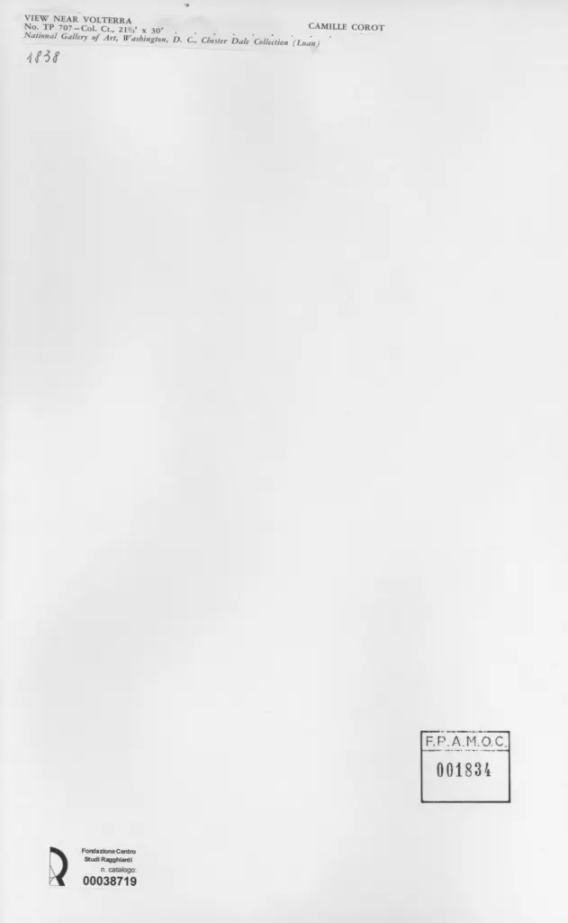 Anonimo , Corot, Jean-Baptiste-Camille - sec. XIX - View near Volterra , retro