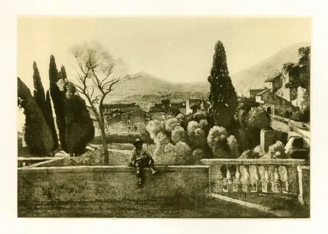 Anonimo , Corot, Jean-Baptiste-Camille - sec. XIX - Tivoli, Villa d'Este , fronte
