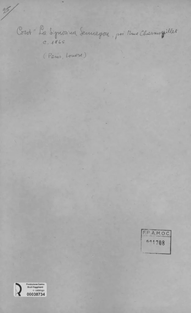 Anonimo , Corot, Jean-Baptiste-Camille - sec. XIX - La Signorina Sennegou, poi M.me Charmouillet , retro