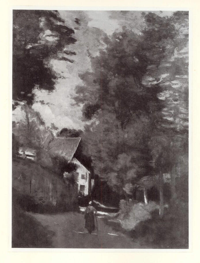Anonimo , Corot, Jean-Baptiste-Camille - sec. XIX - La cote de Grace, prés Honfleur - Grands arbres dominant la mer , fronte