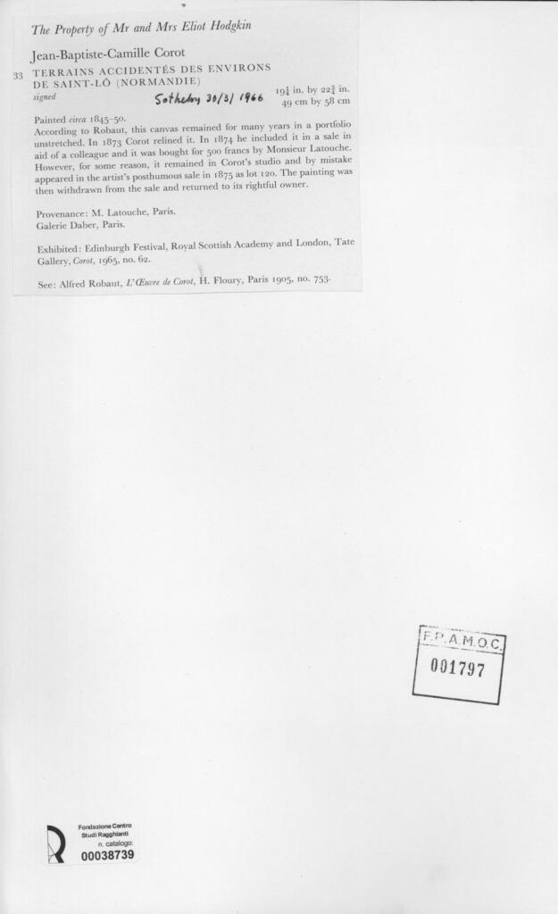 Anonimo , Corot, Jean-Baptiste-Camille - sec. XIX , retro