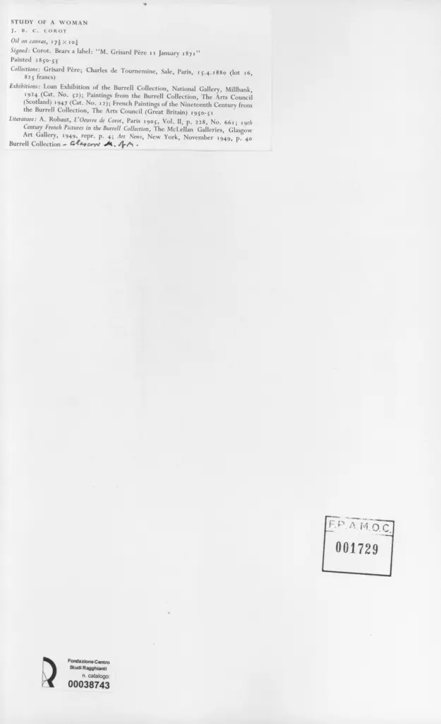 Anonimo , Corot, Jean-Baptiste-Camille - sec. XIX , retro