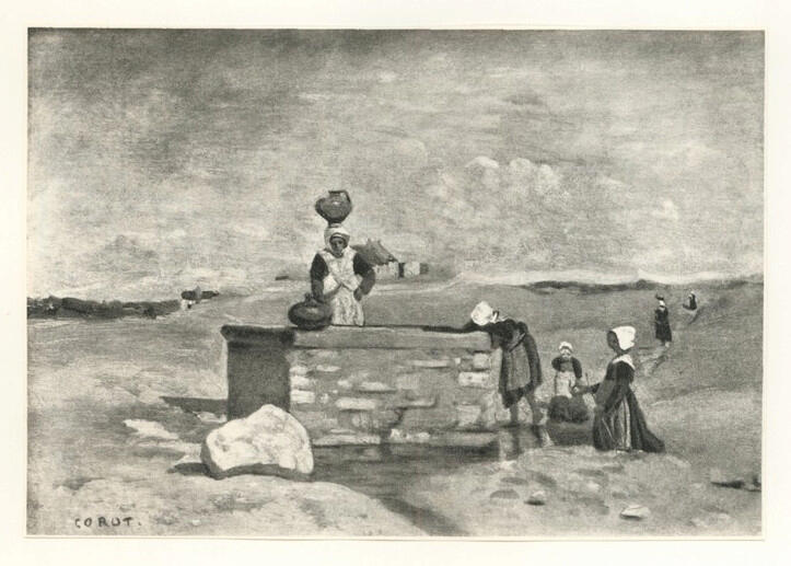 Anonimo , Corot, Jean-Baptiste-Camille - sec. XIX - Bretonnes à la fontaine , fronte