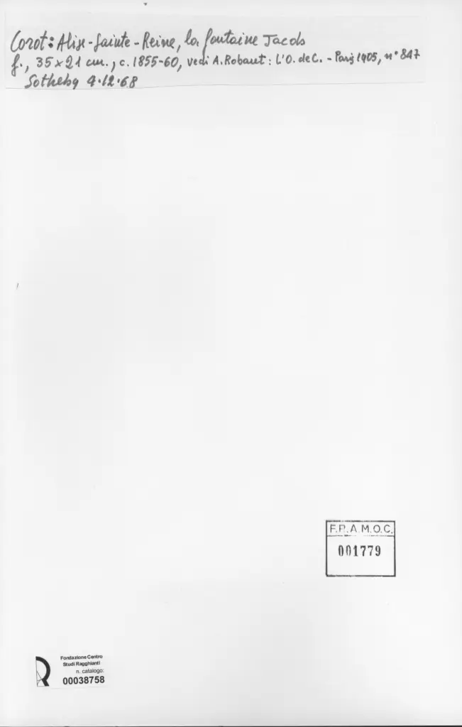 Anonimo , Corot, Jean-Baptiste-Camille - sec. XIX - Alise-Sainte-Reine, la fontaine Jacols , retro