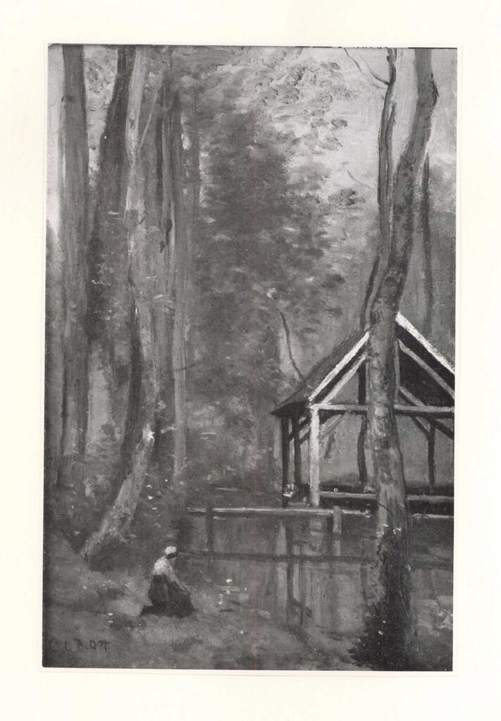 Anonimo , Corot, Jean-Baptiste-Camille - sec. XIX - Hangar de peche à mothois près Gournay-en-Bray , fronte