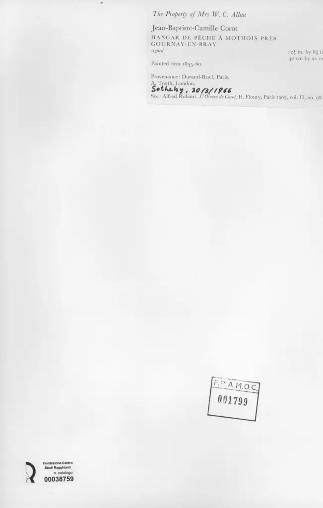 Anonimo , Corot, Jean-Baptiste-Camille - sec. XIX - Hangar de peche &agrave; mothois pr&egrave;s Gournay-en-Bray , retro