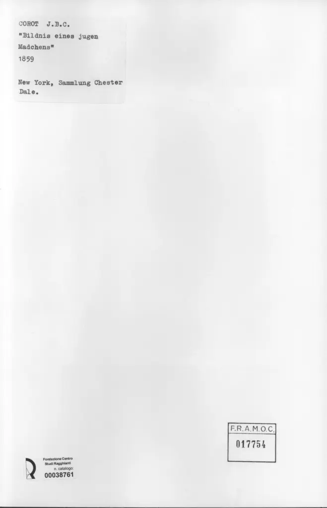 Anonimo , Corot, Jean-Baptiste-Camille - sec. XIX - Bildnis eines jugen Madchens , retro