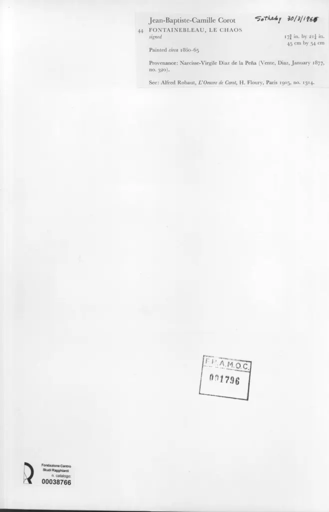 Anonimo , Corot, Jean-Baptiste-Camille - sec. XIX - Fontainebleau, le chaos , retro