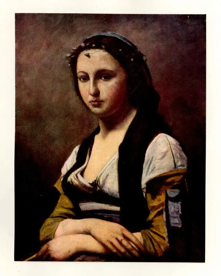 Anonimo , Corot, Jean-Baptiste-Camille - sec. XIX - La femme &agrave; la perle , fronte