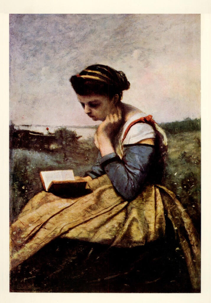 Anonimo , Corot, Jean Baptiste Camille - sec. XIX - La liseuse dans la campagne , fronte