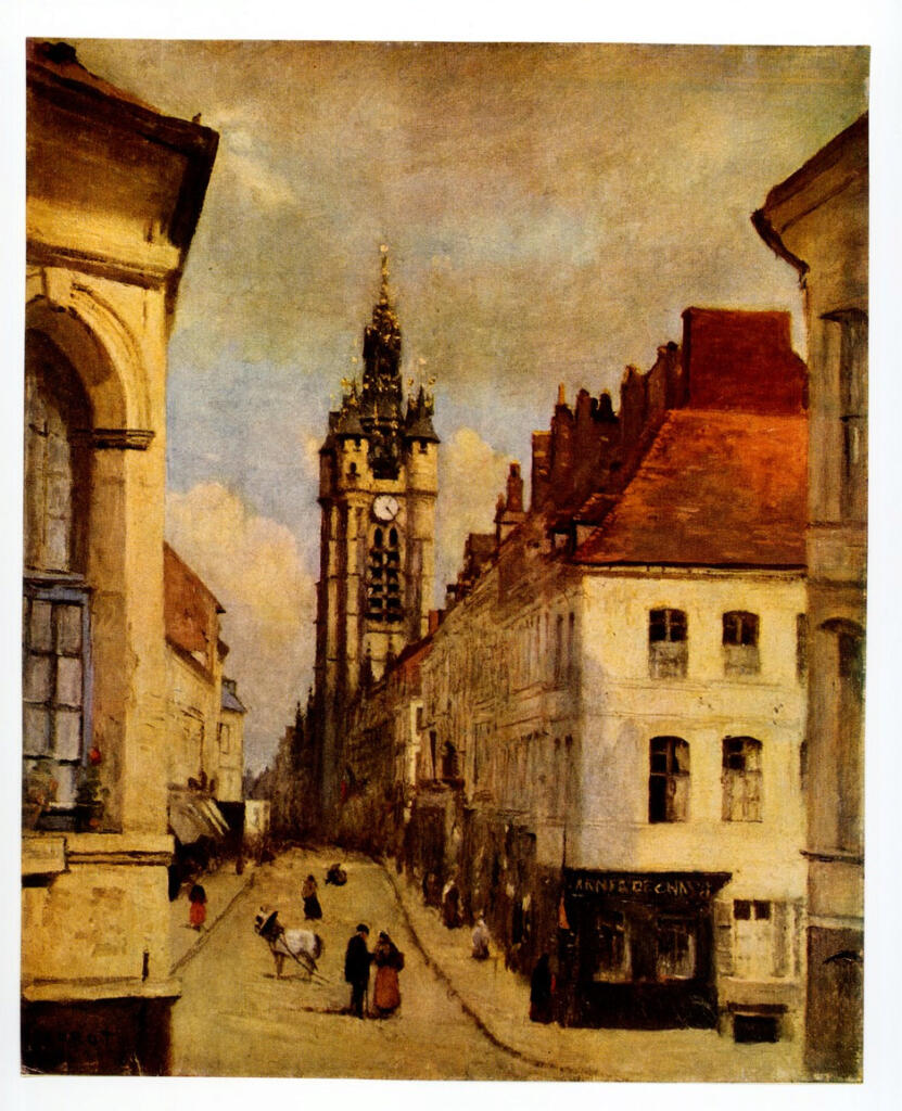 Anonimo , Corot, Jean-Baptiste-Camille - sec. XIX - Der Glockenturm von Douai , fronte