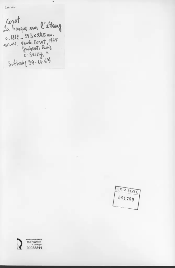 Anonimo , Corot, Jean-Baptiste-Camille - sec. XIX - La barque sur l'&eacute;tang , retro