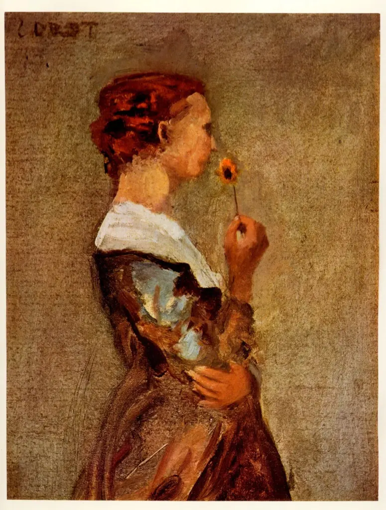 Anonimo , Corot, Jean Baptiste Camille - sec. XIX - Donna con il fiore , fronte